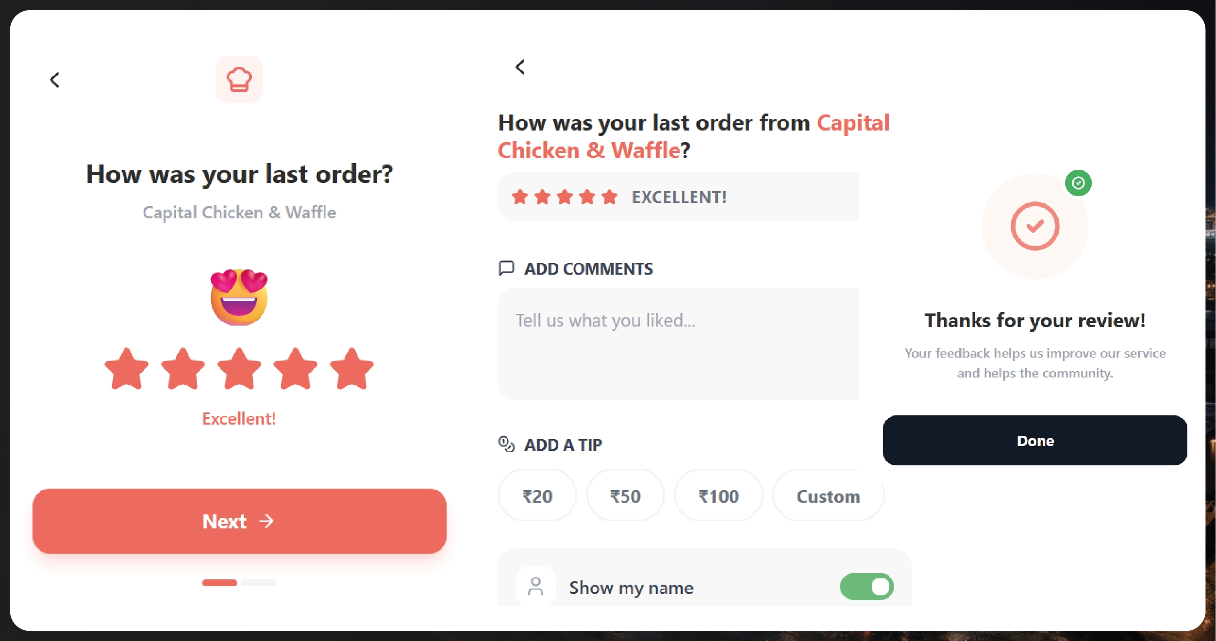Food Delivery Ratings, Discount Cards, ETA Comparisons