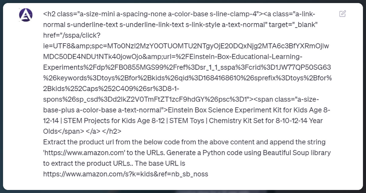 To-generate-the-code-for-scraping-Amazon-product