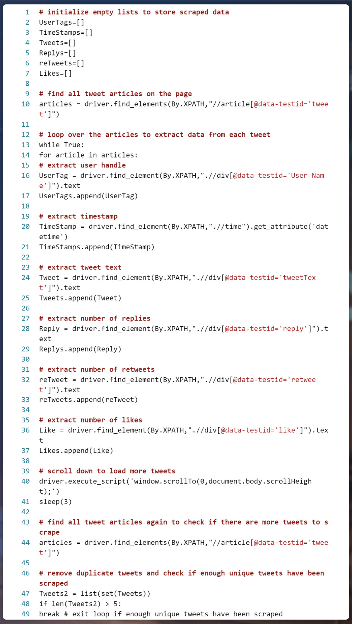 Scraping-a-Users-Tweets
