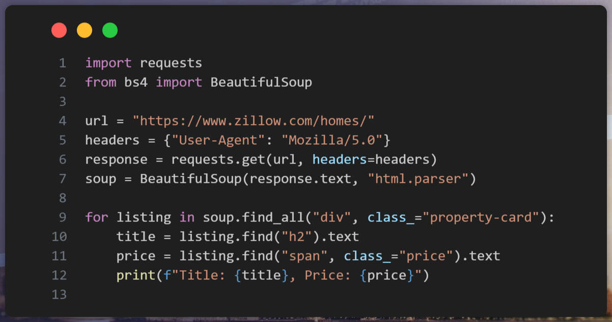 Example-Python-Code-for-Web-Scraping-Zillow-Data