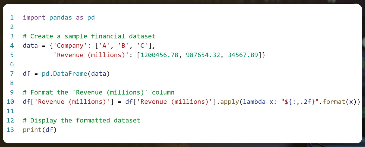 Example-Formatting-Financial-Data